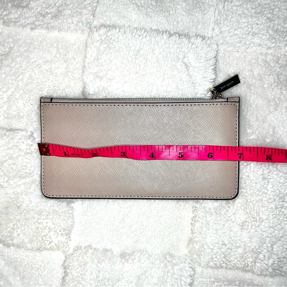 NWOT KATE SPADE Thin Wallet Card Case Gray Tan Leather Minimal Quiet Luxury Norm - Picture 4 of 7